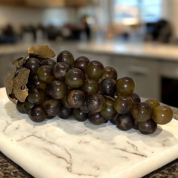 Vintage Plastic Rubber Grapes Cluster Decorative Fruit Green Brown Gold - Picture 1 of 4